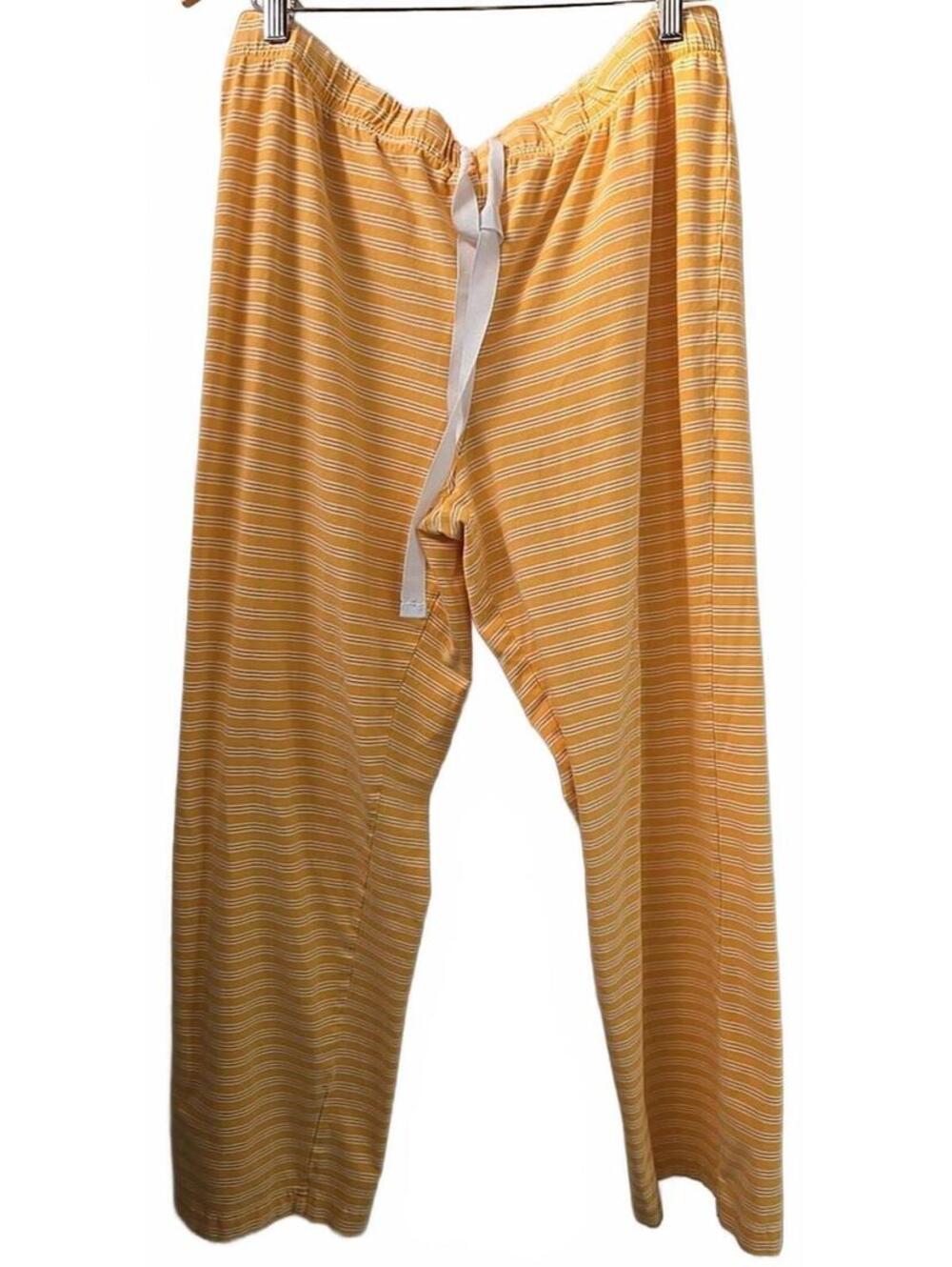 Land's End Women's Orange and White Striped Casual Loungewear Size L
